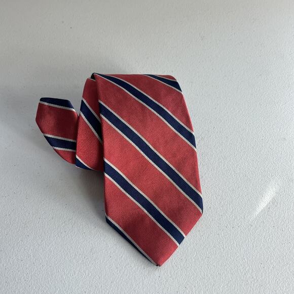Brooks Brothers Makers Men's Necktie 56" Red/Navy Stripes 100% Silk - Picture 3 of 9